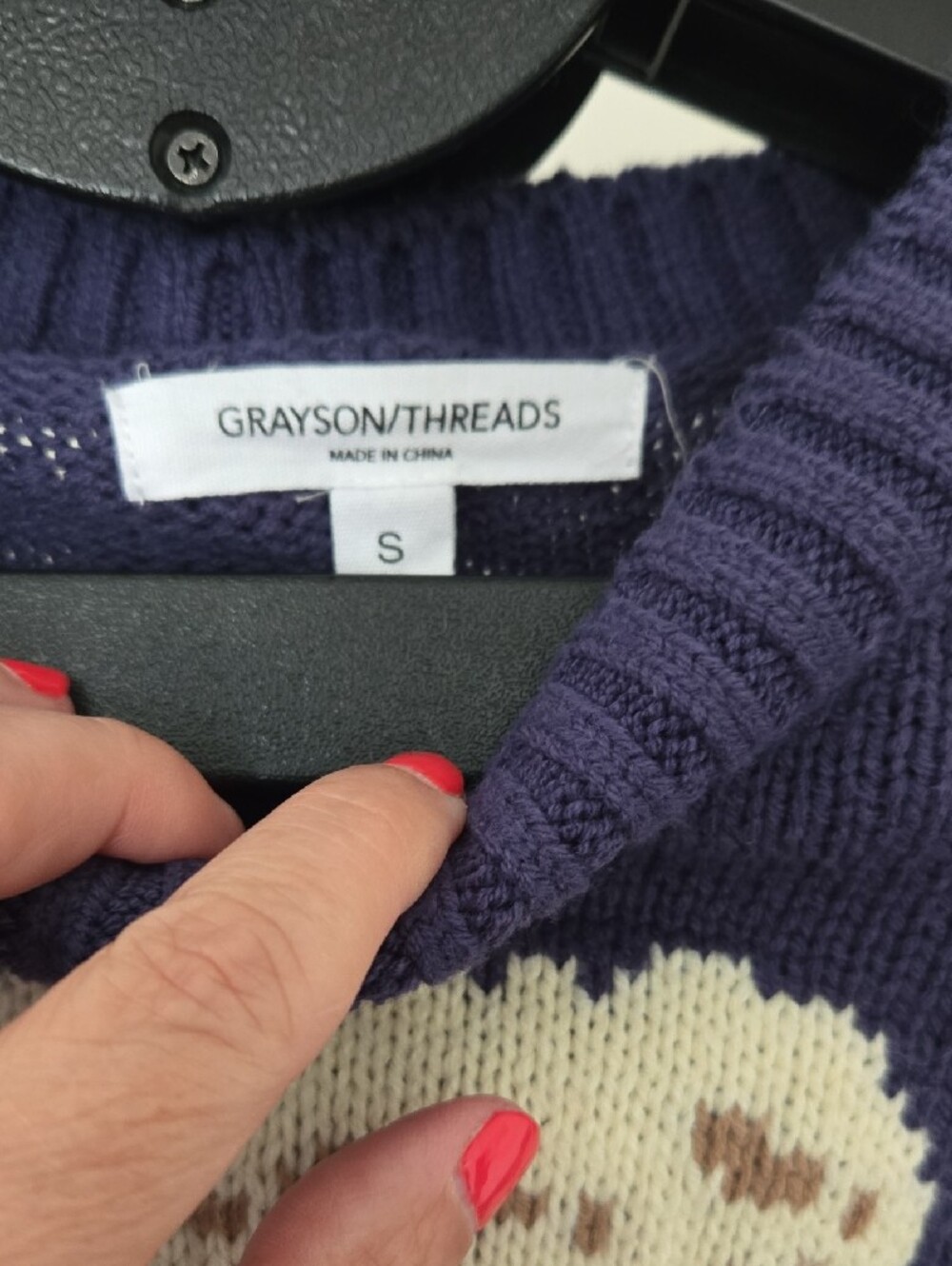 Grayson Threads Navy Bear Sweater with American Flag Motif - Picture 2 of 3